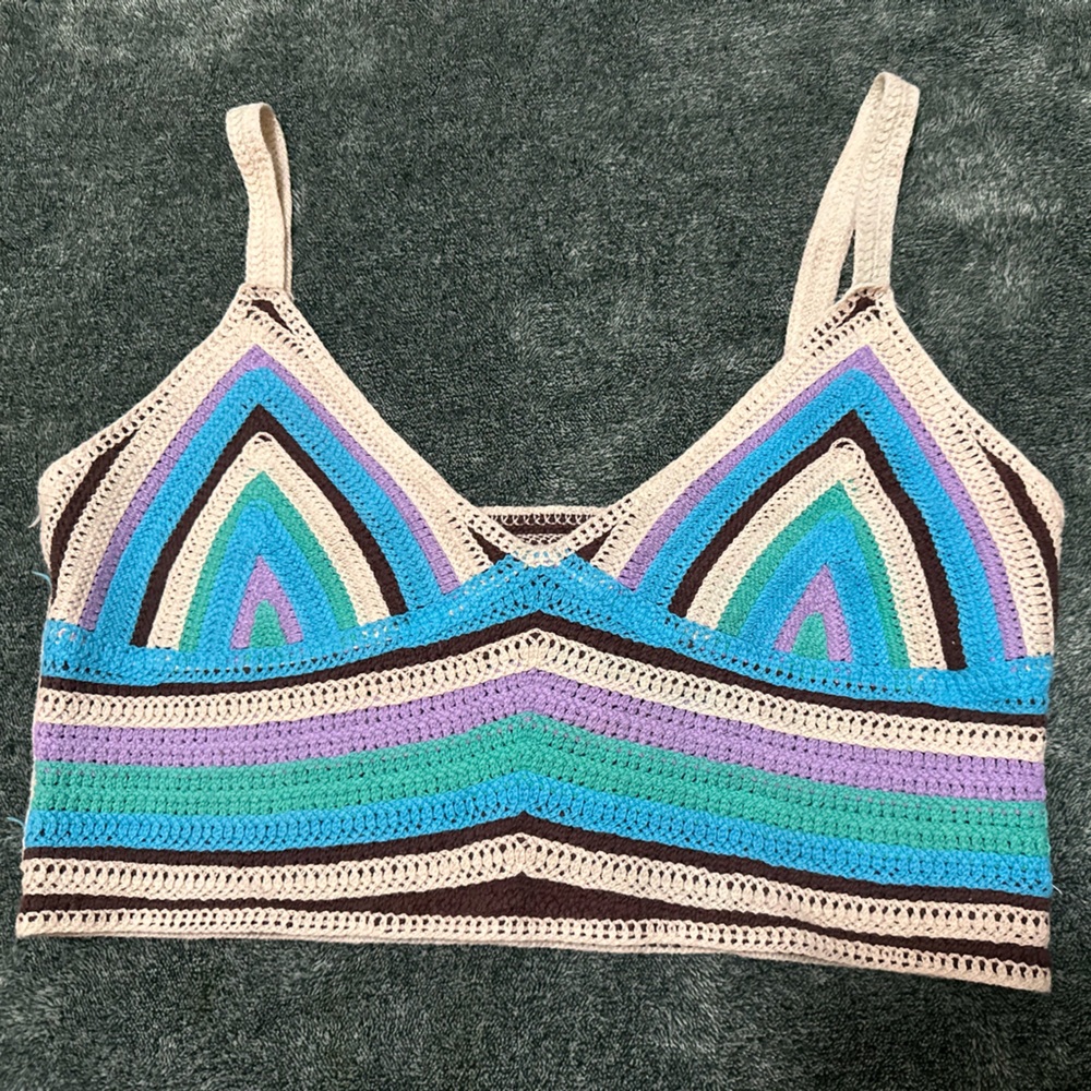 Colorful Crochet Striped Top